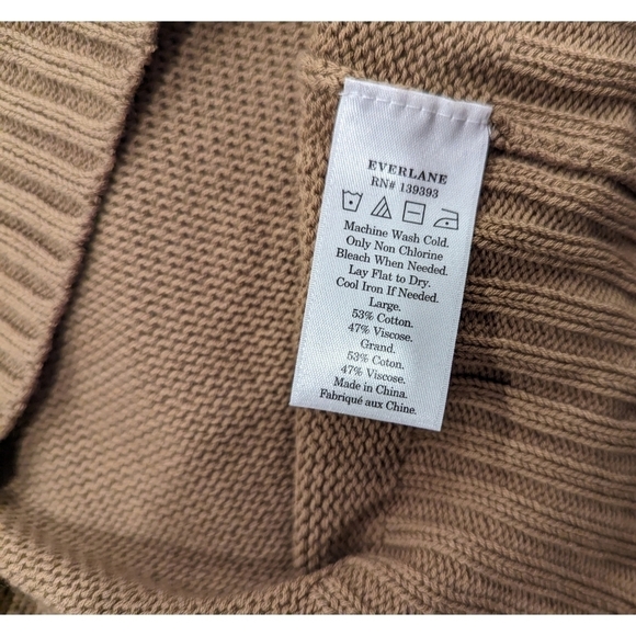 Everlane Crewneck Long Sleeve Cotton Viscose Sweater in Camel Size Large - Picture 4 of 5